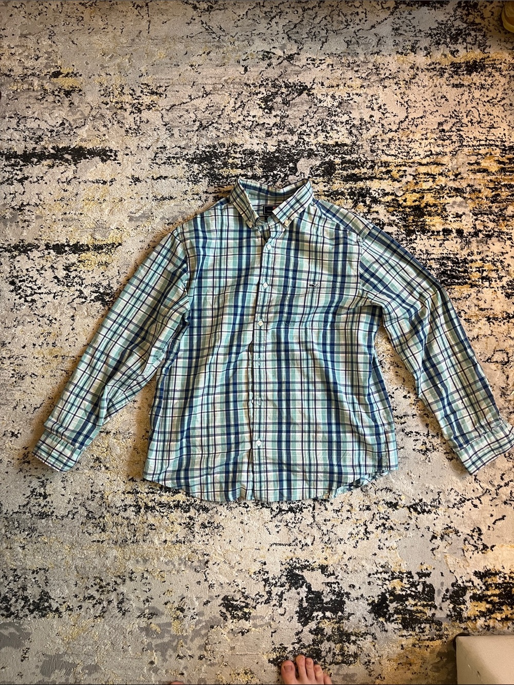 Vineyard Vines men’s  Plaid Button-Down Shirt - Blue & Green